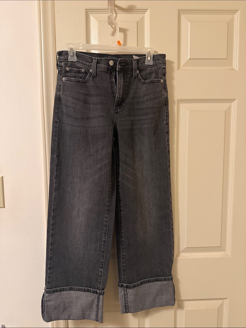 Banana Republic Black/Gray Wide-Leg Cuffed Jeans
